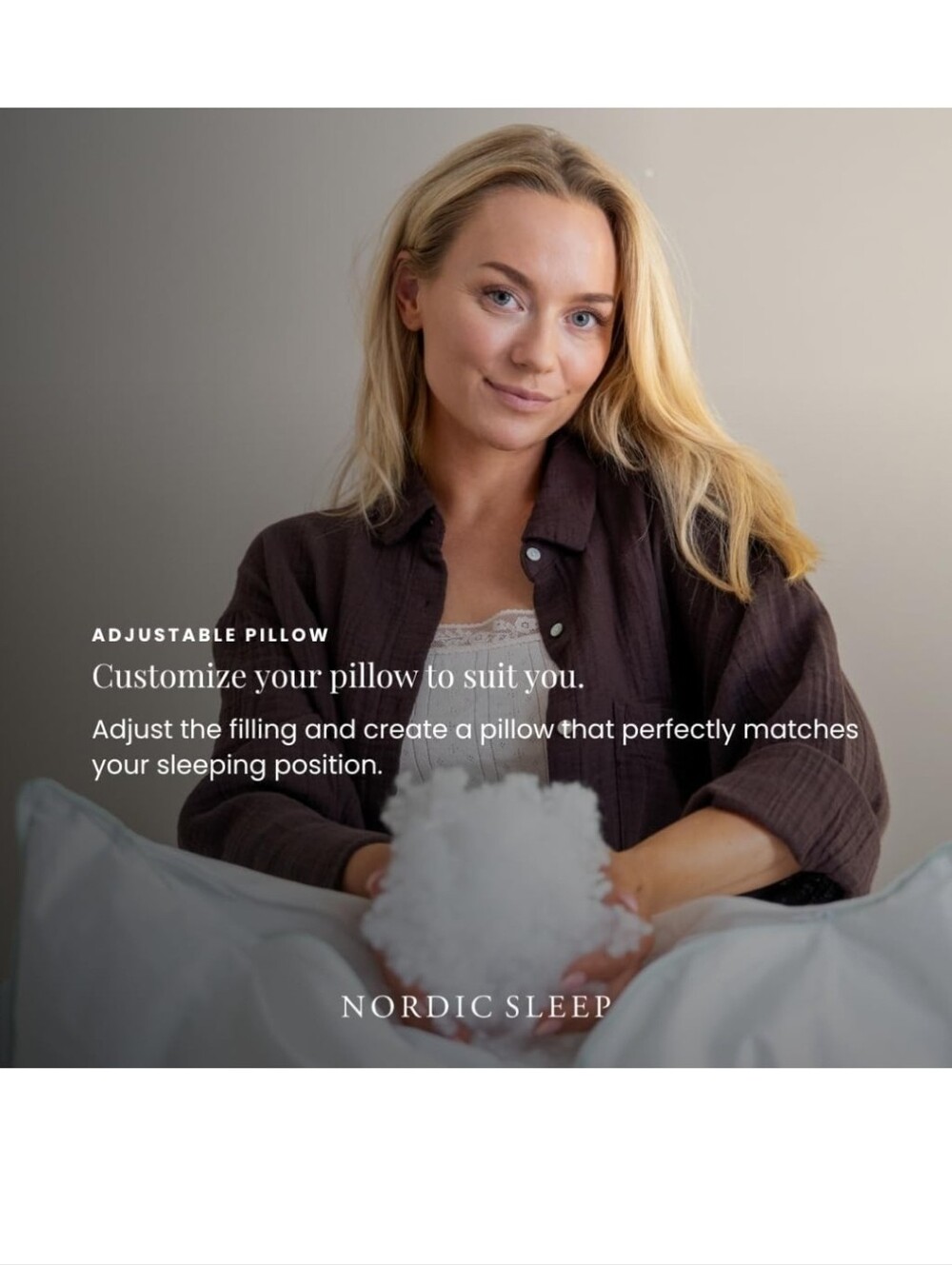 NIB Fossflakes Nordic Sleep Queen Pillow Adjustable Fill Made In Denmark Vegan - Picture 3 of 13
